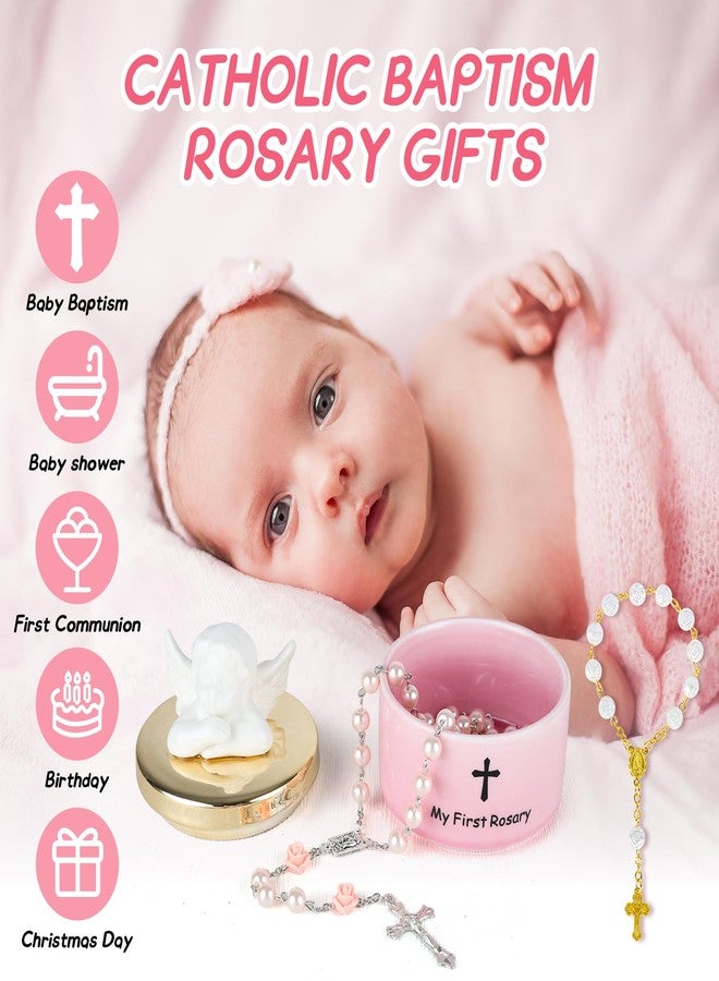 YLOLUL Baby Baptism Gifts for Girls,My First Rosary Pink with Keepsake Box, Christening Gifts Catholic Baptism Gifts for Baby Girl Communion Rosary with Box Baby Shower Rosary Beads for Girls - Image 4